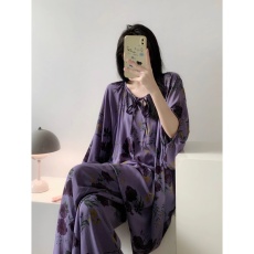 批发纯色睡衣女秋季高级感简约宽松<b class='q'>大码</b>舒适春夏季新款家居服少女套装