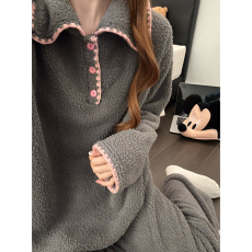 批发长毛<b class='q'>绒</b>套头<b class='q'>睡衣</b>女冬季女款2026新款加厚保暖大码家居服套装