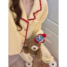 批发珍贝<b class='q'>绒</b>开衫<b class='q'>睡衣</b>女冬季女款2026新款加厚保暖大码家居服套装