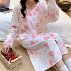 批发开衫长袖裙睡衣女<b class='q'>冬</b>宽松大码女士家居服 云朵棉