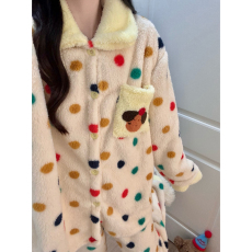批发<b class='q'>睡衣</b>女冬季宽松大码女士开衫卡通家居服套装可外穿 珍贝<b class='q'>绒</b>