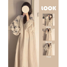 批发泡泡棉邹   睡裙女春秋<b class='q'>冬</b>季睡衣女长裙宽松大码外穿家居服