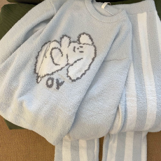 批发【阿宝浠】睡衣女秋冬季半边绒加厚大码长袖长裤软绵绵家居服套装