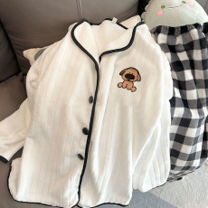 批发【阿宝浠】<b class='q'>睡衣</b>女冬季<b class='q'>珊瑚</b><b class='q'>绒</b>家居服套装少女学生开衫可外穿法兰<b class='q'>绒</b>