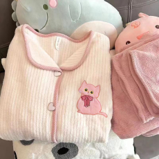 批发【阿宝浠】<b class='q'>睡衣</b>女冬季<b class='q'>珊瑚</b><b class='q'>绒</b>家居服套装外穿少女学生开衫卡通法兰<b class='q'>绒</b>