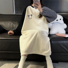 批发【阿宝浠】睡衣女<b class='q'>冬</b>宽松女士家居服花边娃娃领睡裙外穿长袖法兰绒