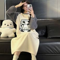 批发【阿宝浠】睡衣女<b class='q'>冬</b>宽松大码女士家居服卡通少女睡裙外穿长袖法兰绒