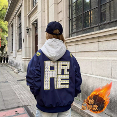 批发 加棉夹棉三防棉服【731 常规款】美式街头刺绣字母棒球服棉衣女