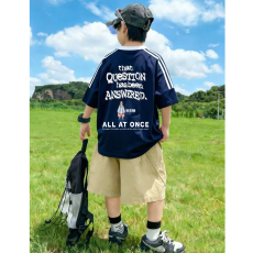 批发<b class='q'>男童</b>夏<b class='q'>季</b>套装宽松纯棉三条杆短袖运动速干工装裤中大童外穿两件套