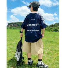 批发<b class='q'>男童</b>夏<b class='q'>季</b>套装宽松纯棉三条杆短袖运动速干工装裤中大童外穿两件套