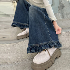 批发女童牛仔裤春秋2025新款儿童洋气童装直筒裤中大童秋<b class='q'>冬</b>窄版阔腿裤