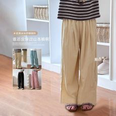 批发【原版质量】女童肌理感山本裤<b class='q'>儿童</b>慵懒高腰阔腿裤休闲冰丝凉凉裤