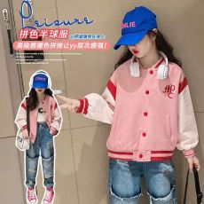 批发女童春秋外套2025新款<b class='q'>儿童</b>棒球服刺绣小女孩时髦洋气<b class='q'>夹克</b>秋装上衣
