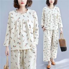 批发馨依 2026新款睡衣女士云朵棉长袖长裤圆领套头中老年家居服