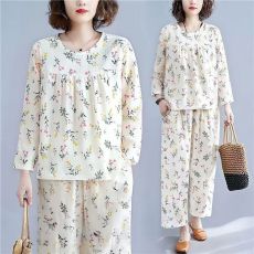 批发馨依 2026新款睡衣女士云朵棉长袖长裤圆领套头中老年家居服