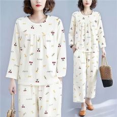 批发馨依 2026新款睡衣女士云朵棉长袖长裤圆领套头中老年家居服