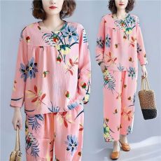 批发馨依 2026新款睡衣女士云朵棉长袖长裤圆领套头中老年家居服