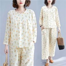 批发馨依 2026新款睡衣女士云朵棉长袖长裤圆领套头中老年家居服