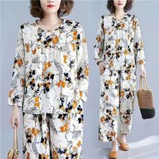 批发馨依 2026新款睡衣女士云朵棉长袖长裤圆领套头中老年家居服