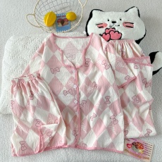 批发俏得美(67批)夏季云朵棉小翻领<b class='q'>三件套</b><b class='q'>睡衣</b>女士套装休闲舒适家居服