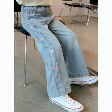 批发女童裤子夏装2025新款洋气童装天丝凉感直筒裤儿童夏季牛仔裤薄款