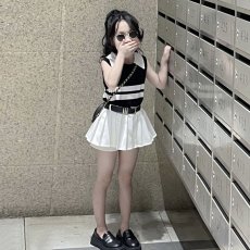 批发女童夏装套装针织背心女宝宝短袖学院风百褶裙六一<b class='q'>儿童</b>节<b class='q'>表演</b><b class='q'>服装</b>