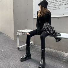 批发6992官图爆款<b class='q'>春</b>夏破洞小脚裤仿牛仔裤女2026新款高腰紧身黑色女裤