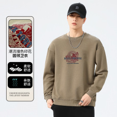 批发秋季玄武印花圆领卫衣男国潮<b class='q'>中国风</b>大码宽松纯棉男士春秋情侣长袖