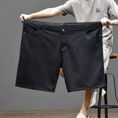 批发大码男装<b class='q'>潮</b>弹力休闲宽松直筒牛仔中裤3加肥加大商务短裤特大400斤