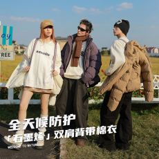 批发美式2025冬季宽松立领面包服棉衣男女加厚保暖防风棉服