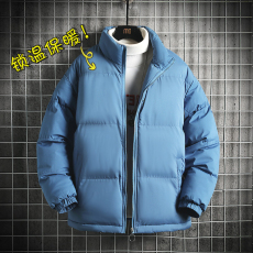批发冬季立领棉衣男加厚保暖宽松大码百搭纯色面包服情侣服拉链外套