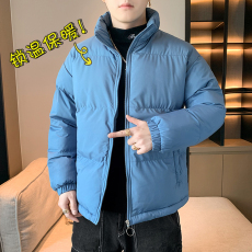 批发冬季立领棉衣男加厚保暖宽松大码百搭纯色面包服情侣服拉链外套