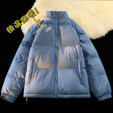 批发冬季立领棉衣男加厚保暖宽松大码百搭纯色面包服情侣服拉链外套