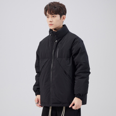 批发秋冬新款新国标羽绒服男<b class='q'>日系</b><b class='q'>复古</b>户外立领加厚保暖防风纯色外套