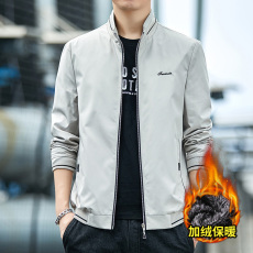 批发户外青少年行政夹克透气纯色简约<b class='q'>商务</b><b class='q'>休闲</b>秋季男士拉链立领外套