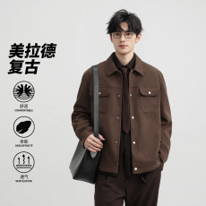 批发男士外套春秋厚实宽松休闲翻领衬衣夹克<b class='q'>日系</b><b class='q'>复古</b>工装潮牌上衣男