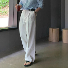 批发美式复古白色西裤男免烫宽松直筒工装长裤<b class='q'>商务</b><b class='q'>休闲</b>通勤西服西装裤