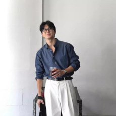 批发美式vintage棉麻衬衫男欧货宽松防晒<b class='q'>长袖</b>褶皱肌理感亚麻工装衬衣