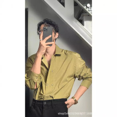 批发意式那不勒斯衬衫男潮修身<b class='q'>长袖</b>轻奢风西服内搭衬衣发型师条纹寸衫