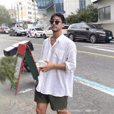 批发欧货高端棉麻衬衫男亲肤透气宽松<b class='q'>长袖</b>薄款防晒工装衬衣亚麻寸衫潮