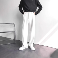 批发美式白色西裤男高级感宽松直筒拖地长裤<b class='q'>休闲</b>百搭<b class='q'>西服</b>裤子西装裤潮