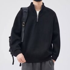 批发工厂批发半拉链卫衣男款便宜秋装<b class='q'>百搭</b>宽松立领纯色耐磨上衣<b class='q'>外套</b>男