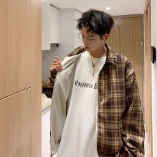批发【实拍】美式<b class='q'>复古</b>格纹两面穿夹克男潮牌宽松格子棒球服外套