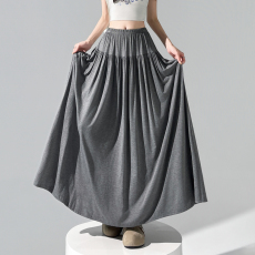 批发莫代尔<b class='q'>长裙女</b>夏季新款韩版高腰显瘦半身裙褶皱<b class='q'>拖地</b>裙a字裙子