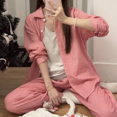 批发橙心【第09批】<b class='q'>婴儿</b>棉纱三件套睡衣女莫代尔吊带背心衬衫领家居服