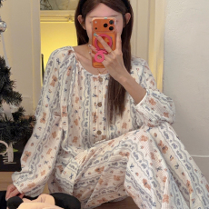 批发橙心 【第09批】秋季睡衣女100%<b class='q'>婴儿</b>棉棉纱舒适柔软甜美休闲家居服
