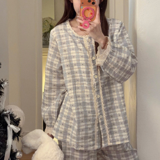 批发橙心 【第09批】情侣装睡衣秋季新款休闲100%<b class='q'>婴儿</b>棉棉纱两件<b class='q'>套装</b>