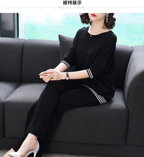 女神范裤子套装女夏2018新款七分袖气质上衣