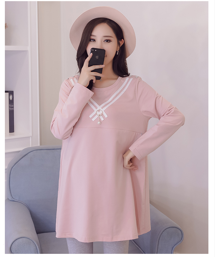 实拍孕妇装秋季新款隐形哺乳衣韩版休闲孕妇长袖上衣外出喂奶服潮