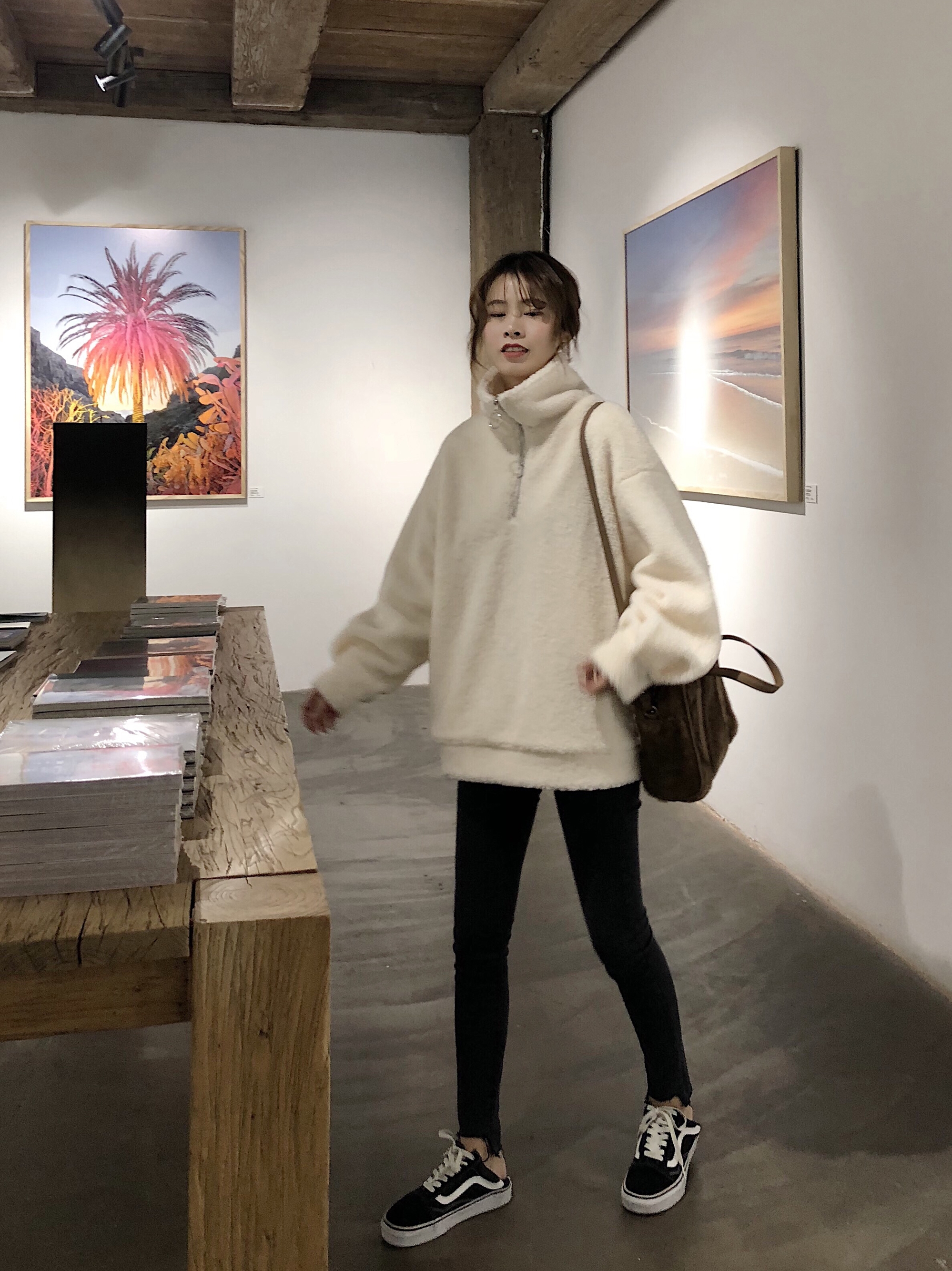 羊羔绒拉链套头卫衣女冬2018新款韩版宽松短款慵懒风羊羔毛外套潮